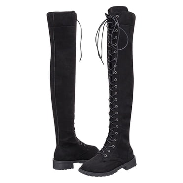 CEHVOM Bottes Mi-Mollet d'Hiver Chaudes pour Femmes à Rivets, à Fermeture Éclair, à Talons Sabot, pour Équitation à Cheval