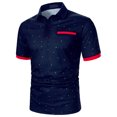 thumbnail image 2 of Birdeem Men Casual Button Short Sleeve Patchwork Turndown Pullover T-Shirt Tops, 2 of 9