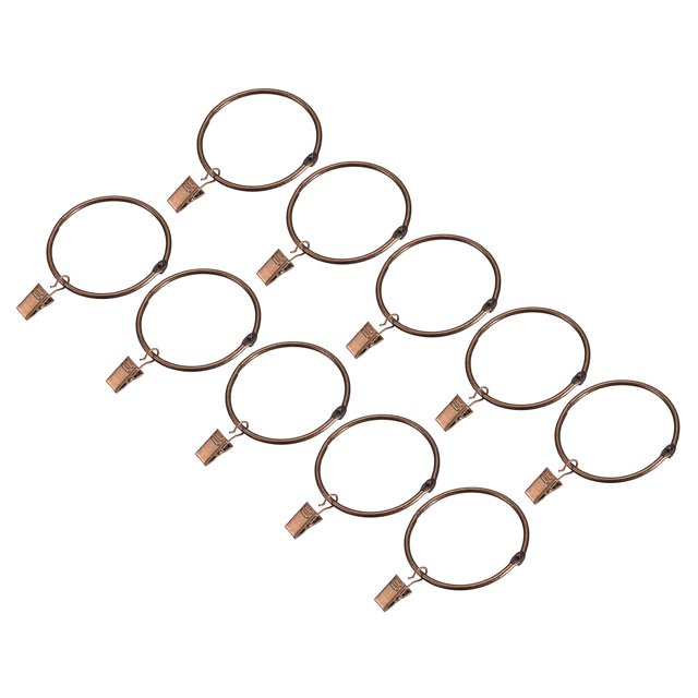 Unique Bargains Anneaux de Rideaux avec Pinces, Lot de 20 Anneaux de Pinces pour Rideaux, Crochets d'Anneaux de Pinces pour Rideaux de 2,5 Pouces (Cuivre)
