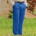thumbnail image 2 of FAIWAD Mens Linen Pants High Waist Straight Leg Trouser Casual Loose Work Business Pants with Pockets, 2 of 5