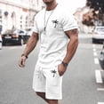 thumbnail image 2 of Men's Suits 2 | 2024 Summer Tracksuit for Men Plus Size Short Sleeve O Neck Athletic Suit Casual Color Block Drawstring Waist Tracksuit Set, 2 of 6