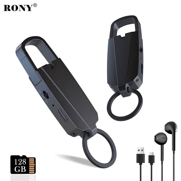 RONY 128GB Digital Voice Recorder with Playback, 1520 Hours Keychain Voice Activated Recorder with Noise Reduction for Lectures Meetings Music