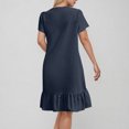 thumbnail image 4 of Liquidation d'Été 2025! Robe pour Femme Grande Taille, Liquidation de Robes d'Été pour Femmes, Robe d'Été pour Femme en Coton et Lin à Manches, Ourlet Volanté, Jupe Longue, 4 of 5