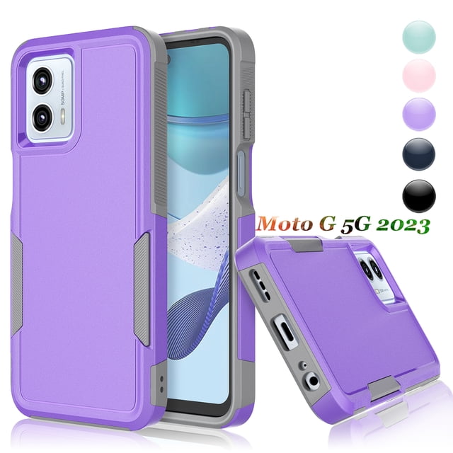 For Motorola Moto G 5G 2023 Phone Case,2 in 1 Hard PC Phone Case for Moto G 5G 2023 , Rubber & Rugged Shockproof Full Body Protection Case Cover - Black