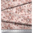 thumbnail image 2 of Soimoi Pink Poly Georgette Fabric Leaves & Floral Printed Fabric 1 Yard 52 Inch Wide, 2 of 3