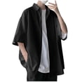 thumbnail image 2 of Styesk T-Shirts pour Homme T-Shirt Décontracté à la Mode Uni à Boutons à Manches Courtes Col Rabattu, 2 of 6