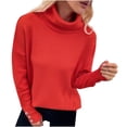 thumbnail image 1 of Yuyuzo Womens Sweater Long Sleeve Pullover Turtleneck Tops with Button Cuff Winter Fall Casual Solid Color Sweaters, 1 of 6