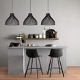 thumbnail image 2 of Bouclair Black Textured Faux Leather and Metal Bar Stool, 2 of 7