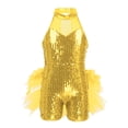 thumbnail image 1 of Linjinx Robe Tutu de Danse Ballet à Sequins Brillants pour Filles, Costume de Performance Jazz Latin Moderne Jaune 12, 1 of 7