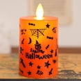 thumbnail image 4 of YSTIANN 2 Piece Flameless Halloween Tea Lights - Battery Operated LED Candles with Flickering Flame & Graffiti Pattern, Safe Decorative Lights for Spooky Atmosphere WJ94-2782, 4 of 7