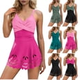 thumbnail image 1 of Sentmoon Bikinis pour Femmes avec Soutien-Gorge Intégré, Bretelles Spaghetti, Maillot de Bain Ample, Maillot de Bain pour Femmes, Ventre avec Jupe Découpée, Maillot de Bain Modeste, Robe de Bain à devant pour Nage en Longueurs et Entraînement, TTG, 1 of 9