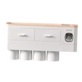 thumbnail image 2 of GUOOL Multifunctional Wall-Mounted Toothbrush Holder, Automatic Toothpaste Dispenser 4 cup pink, 2 of 9