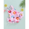 thumbnail image 3 of ITFABS Maillot une Pièce pour Filles, Sans Manches Imprimé avec Nœud, Combishort de Bain à Volants à Triangles, 3 of 9