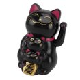 thumbnail image 2 of 4.5 Inch Black Solar-Powered Waving Fortune Cat - Eco-Friendly Smiling Lucky Cat Ornament, Auto-Waving Arm for Good Luck & Prosperity, Perfect Decor for Car Dashboard, Desk, Store Cashier, Ideal Gift, 2 of 6
