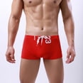 thumbnail image 2 of Mens Low Waist Solid Color Striped Drawstring Hot Spring Quick Dry Swimming Briefs, 2 of 9
