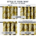 thumbnail image 3 of Vargottam Cotton Curtains for Windows - 3-in-1 Rod Pocket/Back Tab Short Window Drapes - Light Filtering Cotton Panels - Set of 2, 52"x63" - Monochrome Flowers Design (Yellow), 3 of 8