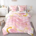 thumbnail image 1 of YST Ensemble de Literie Aquarelle Rose 7 Pcs avec Couette, Marbre Rose Format Simple, Microfibre, 1 of 4