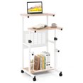 thumbnail image 1 of Giantex Bureau Debout à Hauteur Réglable, Bureau Debout Roulant, Bureau Portable pour Ordinateur Portable avec Repose-Pieds Pivotant, Poste de Travail Mobile pour Ordinateur, 1 of 8