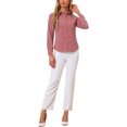 thumbnail image 2 of INSPIRE CHIC Chemise de Travail à Manches Longues à Boutons pour Femmes TP Rose Foncé, 2 of 5