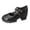 Black, variant on Ladys Mary Jane Shoes Large Size British Style Double Love Buckle Platform Chunky Heel Patent Leather Fashion Retro Elegant Classic Brogues Shoes Shallow Cut Leather Loafers Black