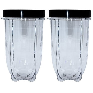 Blendin 2 Pack 16 Ounce Tall Cup with Black Jar Lid, Fits Original Magic Bullet Blender Juicer 250W MB1001