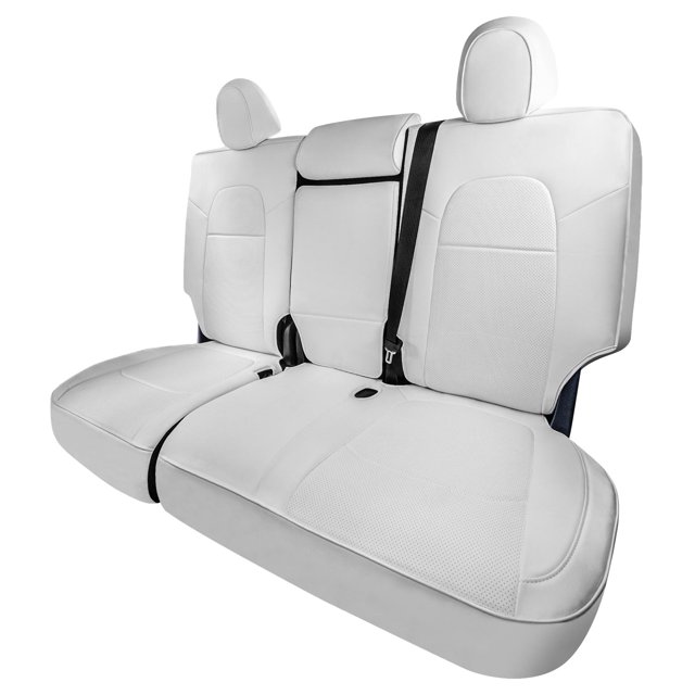 FH Group 2020-2024 Tesla Model Y Faux Leather Custom Fit Rear Seat Covers Solid White