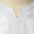 thumbnail image 4 of Peignoir Imprimé à Rayures pour Homme - Col en V, Manches Mi-Longues, Mélange Polyester/Spandex, Tenue Décontractée/fête, Lavage à la Main à l'Eau Froide, 4 of 7