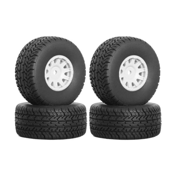 Milaget 4 Pieces RC Tires with Wheel Rim DIY Accessories for Ara550116 Crawler Model White