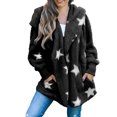 thumbnail image 2 of Cardigans pour Femmes Cardigan Mode Décontractée à Capuche avec Poche Étoile à Cinq Branches Cardigan Veste en Peluche en Liquidation, 2 of 6