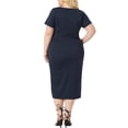 thumbnail image 3 of GRACE & GRANDEUR Robe Grande Taille pour Femmes Nœud Col Rond Manches Courtes Fente Latérale Robe Bleu Marine 2X, 3 of 5
