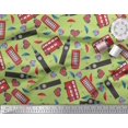 thumbnail image 3 of Soimoi Poly Georgette Fabric Bus,Telephone Booth & London Clock Tower Architectural Print Fabric by The Yard 42 Inch Wide, 3 of 3