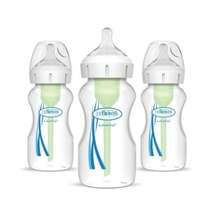 Dr. Brown's Anti-Colic Options+ Wide-Neck Baby Bottles, Level 1 Nipple, 0m+, 9oz bottles, 3 pack