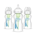 Dr. Brown's Anti-Colic Options+ Bouteilles pour bébé à col large, niveau 1 Mamelon, 0m+, 9oz bouteilles, paquet de 3