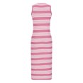 thumbnail image 3 of Staron Robes d'Été Roses pour Femmes 2025 Tendance Décontractée Midi Sans Manches Robe Moulante Décontractée Robes d'Été Ajourées Fente Latérale Rayée Longue Robe Débardeur L, 3 of 5