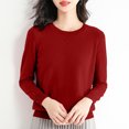 thumbnail image 1 of Yuyuzo Long Sleeve Shirts for Women Crewneck Ribbed Knit Sweater Tops Solid Color Loose Pullover, 1 of 5