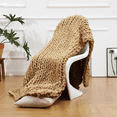 thumbnail image 4 of Comtest Chunky Knit Throw Blanket Chenille, Khaki, 47"x71"(Home Size), 4 of 6