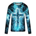 thumbnail image 4 of Meichang T-Shirt à Manches Longues pour Homme en Coton, T-Shirts Graphiques Vintage pour Hommes avec Imprimé Croix de Foi Chrétienne, T-Shirts Amusants à Col Rond, Chandails à Manches Longues pour Homme, 4 of 5