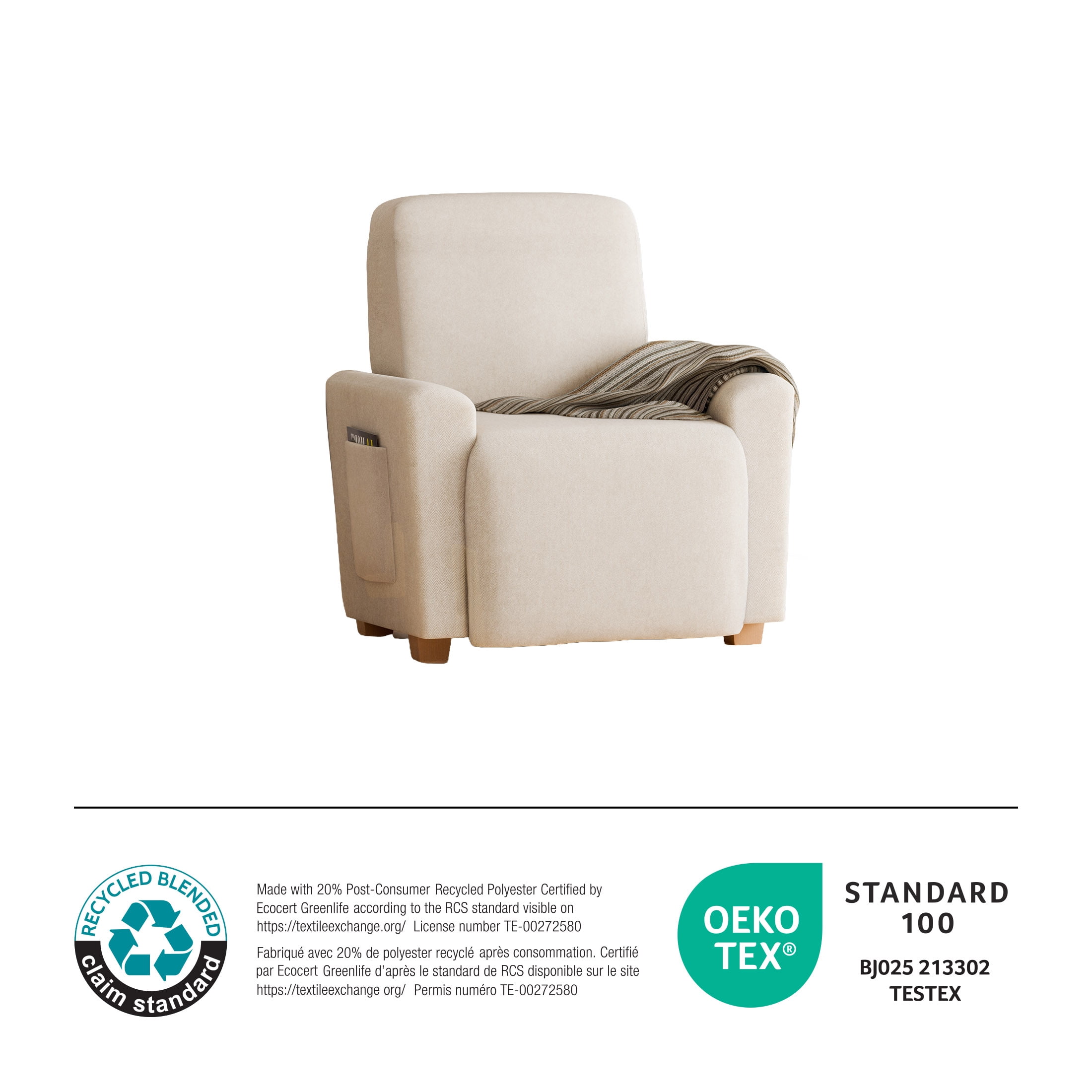 Canapé en tissu élastique SmartFit arête de poisson, une pièce, beige/lin