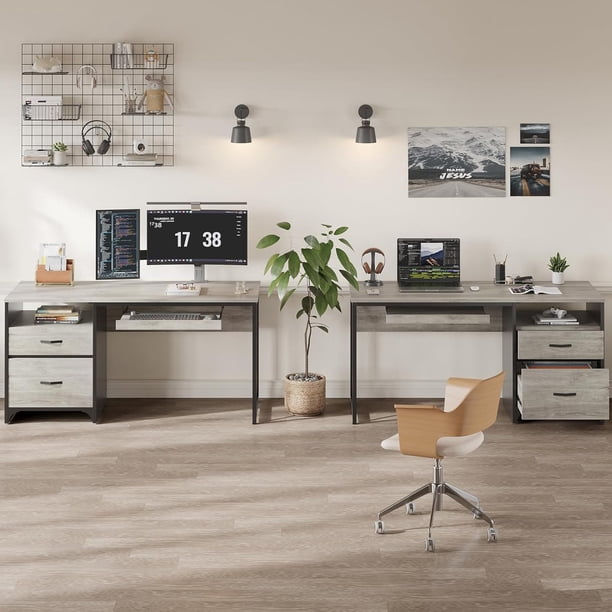 Bestier 55 inch Computer Desk with Drawers Keyboard Tray Home