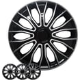 thumbnail image 1 of Wheel Cover Kit, 14 Inch Hubcaps Set of 4 Automotive Hub Caps with Universal Snap-On Retention Rings, 2-Tone ABS Plastic Black and Silver Rim Covers for All Makes, Models (SG-5086-DP-14), 1 of 7