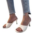 thumbnail image 3 of yulier Womens Heeled Sandals Square Toe Single Strap Open Toe Slip On Mules Slide Sandals Stiletto Heels, 3 of 5