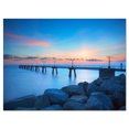 thumbnail image 2 of Bluish Rocky Seashore with Pier - Sea Bridge Canvas Art Print, 2 of 3