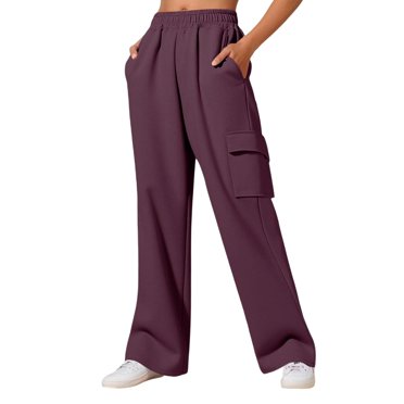 Aocisk Women's Casual Jogger Pants with Drawstring Waist Comfortable Sweatpants for Running Yoga Workout Outdoor Activities Athletic Pants for Women Wine XXL