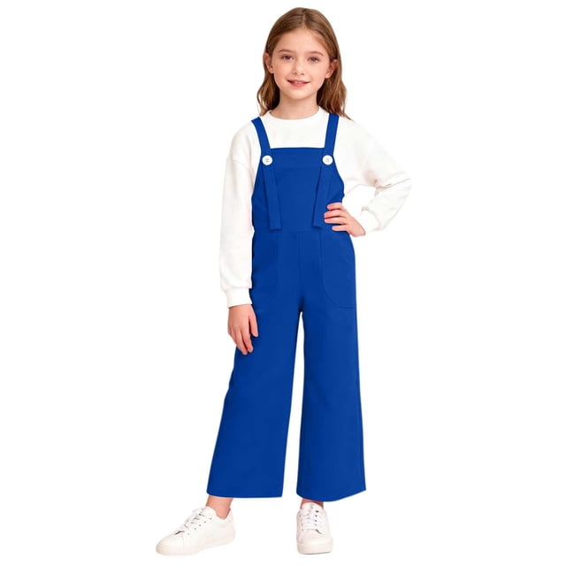 Children's Solid Color Pocket Jumpsuit, Mid Size Casual Overalls for Adults, Comfortable and Versatile