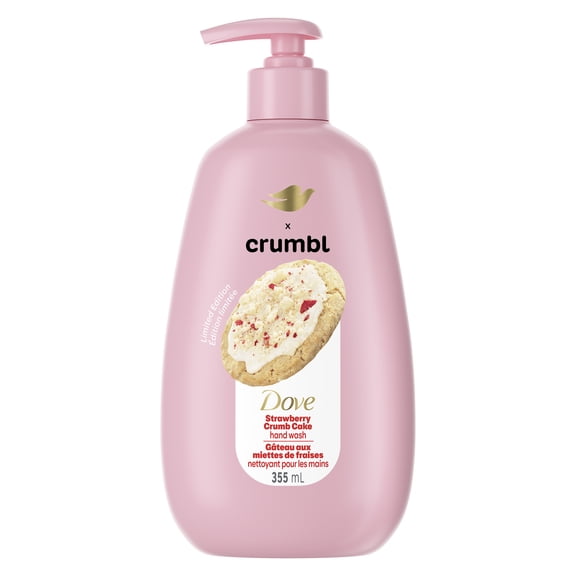 Dove Crumbl Nettoyant Liquide Hydratant pour les Mains Gâteau aux Miettes de Fraises, 355 ml | Édition Limitée