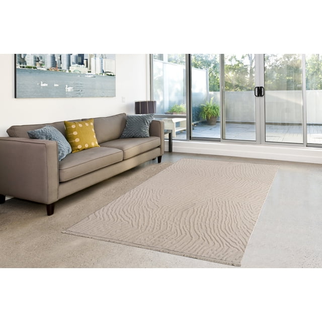 LaDole Rugs 3x5 ft Fluffy Shaggy Area Runner Rug | Textured Machine Washable Small Carpet For Entry Way, Hallway, Home Office, Entrance Indoor Floor Décor | Cream