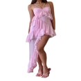 thumbnail image 2 of Women‘s Fairy Spaghetti Strap Sling Long Dress Sleeveless Backless Irregular Ruffle Hem Dress, 2 of 7