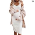 thumbnail image 1 of Robe Femme Enceinte Sans Manches Robe Courte Couleur Unie Tenue d'Été, Blanc, m, 1 of 6