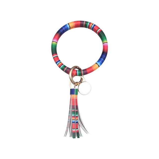 Tendance Mode Bracelet en Cuir Simple Grand avec Pompons Porte-Clés Bijoux