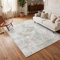 thumbnail image 1 of Exenoray Washable Bohemian Area Rug, Non-Slip Low Pile Printed Rug, Polyester Surface, Light Blue, 4' x 6', 1 of 7